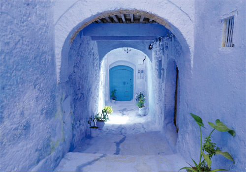 Grußkarte "Blaue Tür, Marokko"