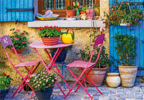 Grußkarte "Bunte Terrasse in der Provence"