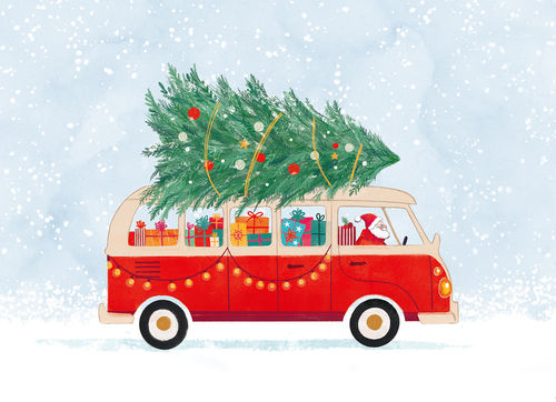 Postcard "Christmas bus"